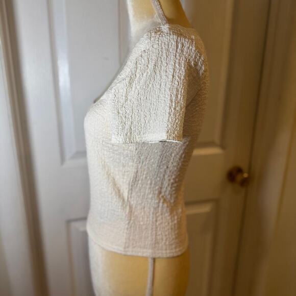 NWT Madewell Popcorn Crop Short Sleeve Top in Lighthouse Size M - Picture 5 of 10